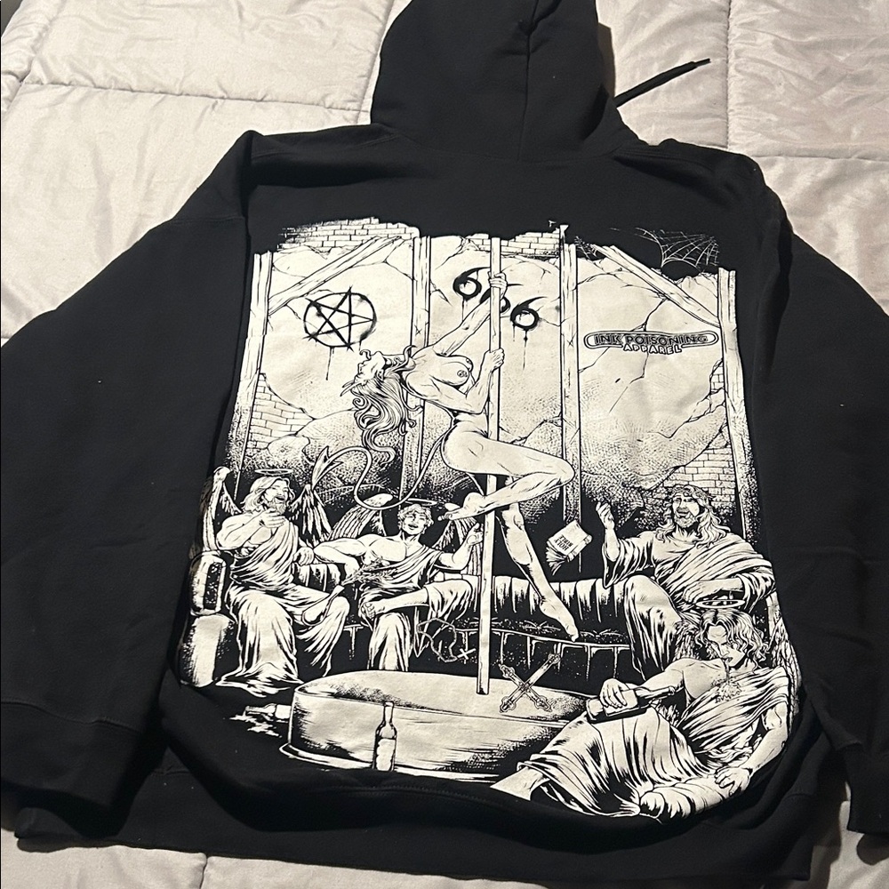 Black Graphic Hoodie Ink Poisoning Apparel